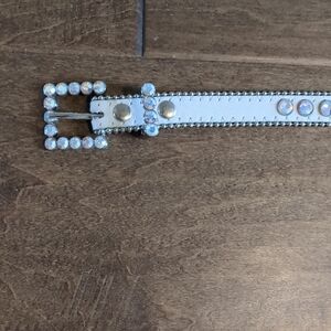 Christine Alexander Cream Rhinestone Belt